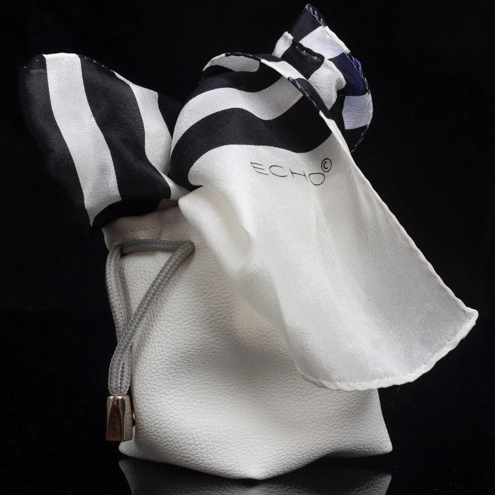 Vintage Silk Scarf | Echo Scarf | Retro Style Block Color Striped - Picture 3 of 9